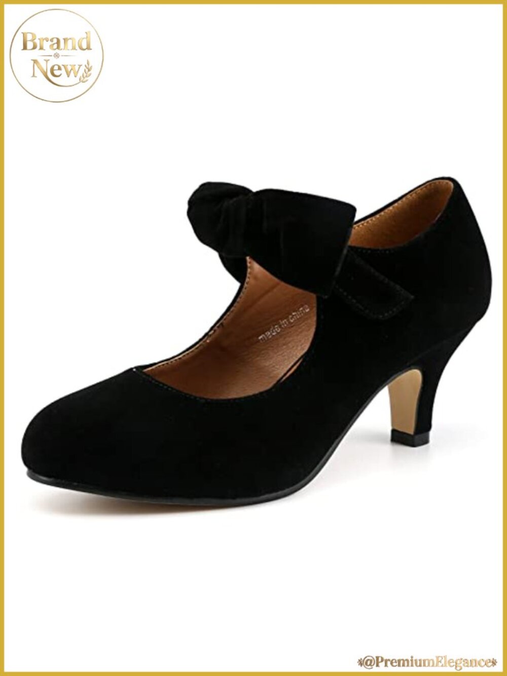 Womens Bow Mary Jane Kitten Heel Pumps Round Toe Ankle Strap Dress Shoes